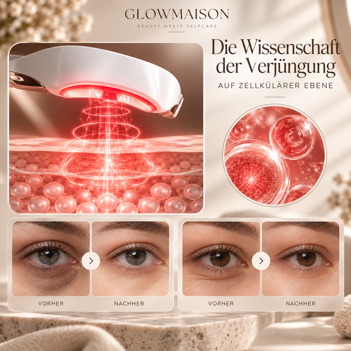 Rotlichttherapie-Brille gegen Augenringe – 50 % sparen